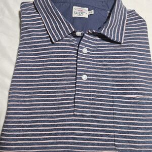 Faherty Men's Blue and Pink Striped Shirt